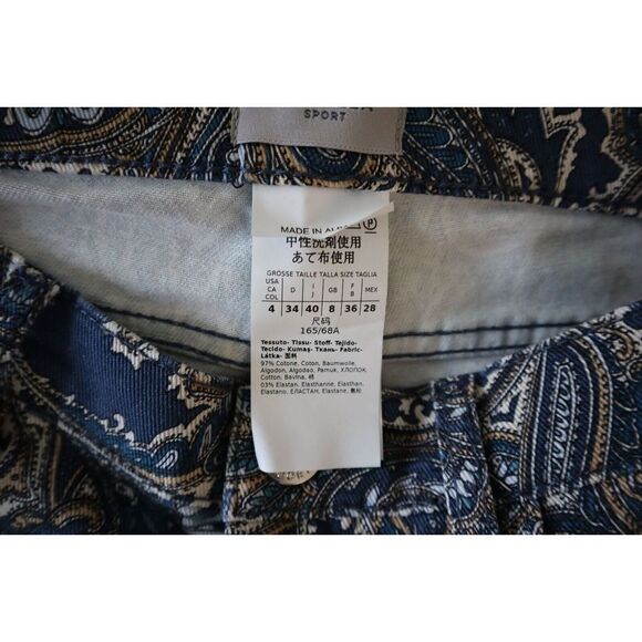 Marella 31361617-002 Women's Sz 4 Navy Paisley Print Avorio Cropped Jeans - Picture 7 of 11